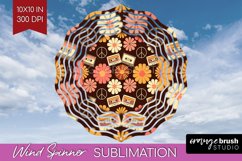 Retro Flowers Wind Spinner Sublimation PNG - Groovy Round Product Image 1