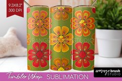 Retro Flowers Tumbler Wrap - Groovy Tumbler PNG Sublimation Product Image 1