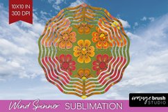 Retro Flowers Wind Spinner Sublimation PNG - Groovy Round Product Image 1