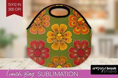 Retro Flowers Lunch Bag - Groovy Lunch Bug PNG Sublimation Product Image 1