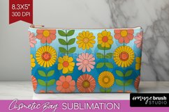 Retro Flowers Cosmetic Bag - Groovy Makeup Bag PNG Product Image 1