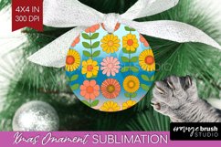 Retro Flowers Ornament PNG - Groovy PNG Sublimation Product Image 1