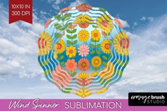 Retro Flowers Wind Spinner Sublimation PNG - Groovy Round Product Image 1