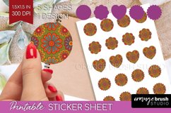 Retro Flowers Round Sticker - Groovy Printable Sticker Sheet Product Image 1