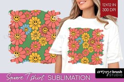 Retro Flowers Square Tshirt Background - Groovy PNG Product Image 1