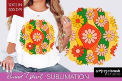 Retro Flowers Round Tshirt Background - Groovy PNG Product Image 1