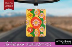 Retro Flowers Air Freshener PNG - Groovy PNG Sublimation Product Image 1