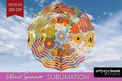 Retro Flowers Wind Spinner Sublimation PNG - Groovy Round Product Image 1