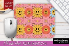 Retro Flowers Mouse Pad Sublimation - Groovy Mousepad PNG Product Image 1