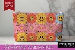 Retro Flowers Cosmetic Bag - Groovy Makeup Bag PNG Product Image 1