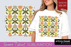 Retro Flowers Square Tshirt Background - Groovy PNG Product Image 1