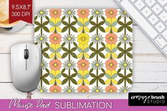 Retro Flowers Mouse Pad Sublimation - Groovy Mousepad PNG Product Image 1