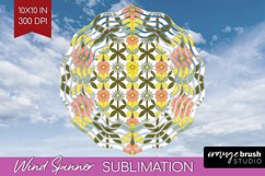 Retro Flowers Wind Spinner Sublimation PNG - Groovy Round Product Image 1