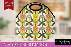 Retro Flowers Lunch Bag - Groovy Lunch Bug PNG Sublimation Product Image 1