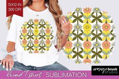 Retro Flowers Round Tshirt Background - Groovy PNG Product Image 1
