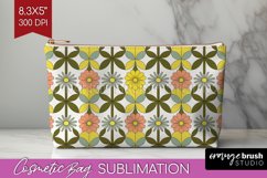 Retro Flowers Cosmetic Bag - Groovy Makeup Bag PNG Product Image 1