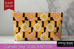 Retro Flowers Cosmetic Bag - Groovy Makeup Bag PNG Product Image 1