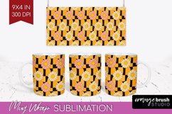 Retro Flowers Mug Wrap - Groovy Mug PNG Sublimation Product Image 1