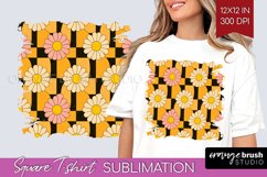 Retro Flowers Square Tshirt Background - Groovy PNG Product Image 1