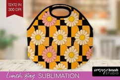 Retro Flowers Lunch Bag - Groovy Lunch Bug PNG Sublimation Product Image 1