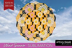 Retro Flowers Wind Spinner Sublimation PNG - Groovy Round Product Image 1