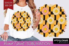 Retro Flowers Round Tshirt Background - Groovy PNG Product Image 1