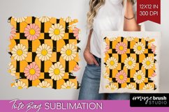 Retro Flowers Tote Bag - Groovy Tote Bag PNG Sublimation Product Image 1