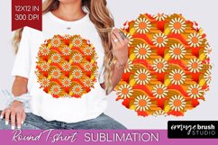 Retro Flowers Round Tshirt Background - Groovy PNG Product Image 1