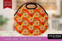 Retro Flowers Lunch Bag - Groovy Lunch Bug PNG Sublimation Product Image 1