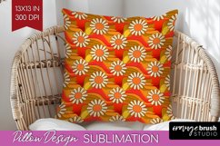 Retro Flowers Pillow Sublimation - Groovy Pillow Cover PNG Product Image 1