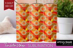 Retro Flowers Tumbler Wrap - Groovy Tumbler PNG Sublimation Product Image 1