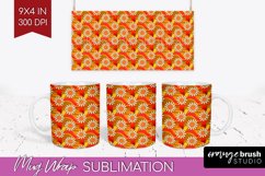 Retro Flowers Mug Wrap - Groovy Mug PNG Sublimation Product Image 1