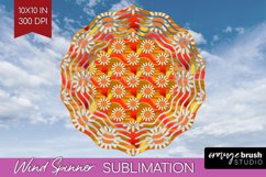 Retro Flowers Wind Spinner Sublimation PNG - Groovy Round Product Image 1