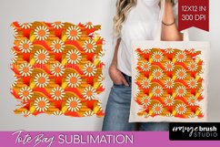 Retro Flowers Tote Bag - Groovy Tote Bag PNG Sublimation Product Image 1