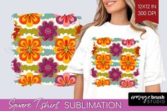 Retro Flowers Square Tshirt Background - Groovy PNG Product Image 1