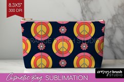 Retro Flowers Cosmetic Bag - Groovy Makeup Bag PNG Product Image 1