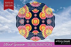 Retro Flowers Wind Spinner Sublimation PNG - Groovy Round Product Image 1