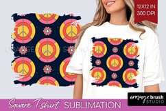 Retro Flowers Square Tshirt Background - Groovy PNG Product Image 1