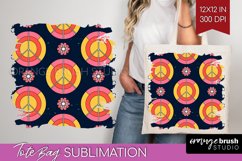 Retro Flowers Tote Bag - Groovy Tote Bag PNG Sublimation Product Image 1