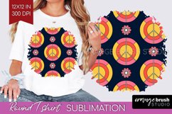 Retro Flowers Round Tshirt Background - Groovy PNG Product Image 1