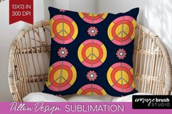 Retro Flowers Pillow Sublimation - Groovy Pillow Cover PNG Product Image 1