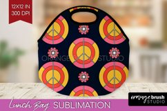 Retro Flowers Lunch Bag - Groovy Lunch Bug PNG Sublimation Product Image 1