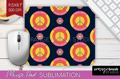 Retro Flowers Mouse Pad Sublimation - Groovy Mousepad PNG Product Image 1