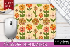 Retro Flowers Mouse Pad Sublimation - Groovy Mousepad PNG Product Image 1