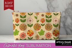 Retro Flowers Cosmetic Bag - Groovy Makeup Bag PNG Product Image 1