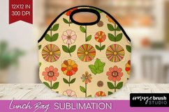 Retro Flowers Lunch Bag - Groovy Lunch Bug PNG Sublimation Product Image 1