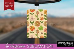 Retro Flowers Air Freshener PNG - Groovy PNG Sublimation Product Image 1
