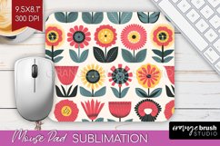 Retro Flowers Mouse Pad Sublimation - Groovy Mousepad PNG Product Image 1