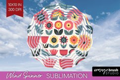 Retro Flowers Wind Spinner Sublimation PNG - Groovy Round Product Image 1