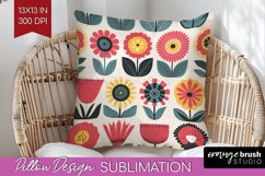 Retro Flowers Pillow Sublimation - Groovy Pillow Cover PNG Product Image 1